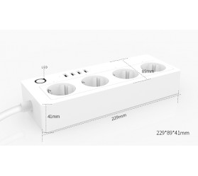 Умный удлинитель Wi-Fi 4 розетки + 4 USB Maxton MX-XS-A26 (Tuya, 16 A)
