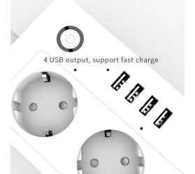 Умный удлинитель Wi-Fi 4 розетки + 4 USB Maxton MX-XS-A26 (Tuya, 16 A)