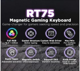 Механічна клавіатура YUNZII RT75 Black / Outemu Magnetic Switch, фото 24 Механічна клавіатура YUNZII RT75 Black / Outemu Magnetic Switch, фото 24