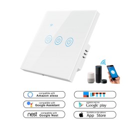 Умный сенсорный Wi-Fi выключатель 3-канальный Tuya Maxton MX-DS-101JL-3